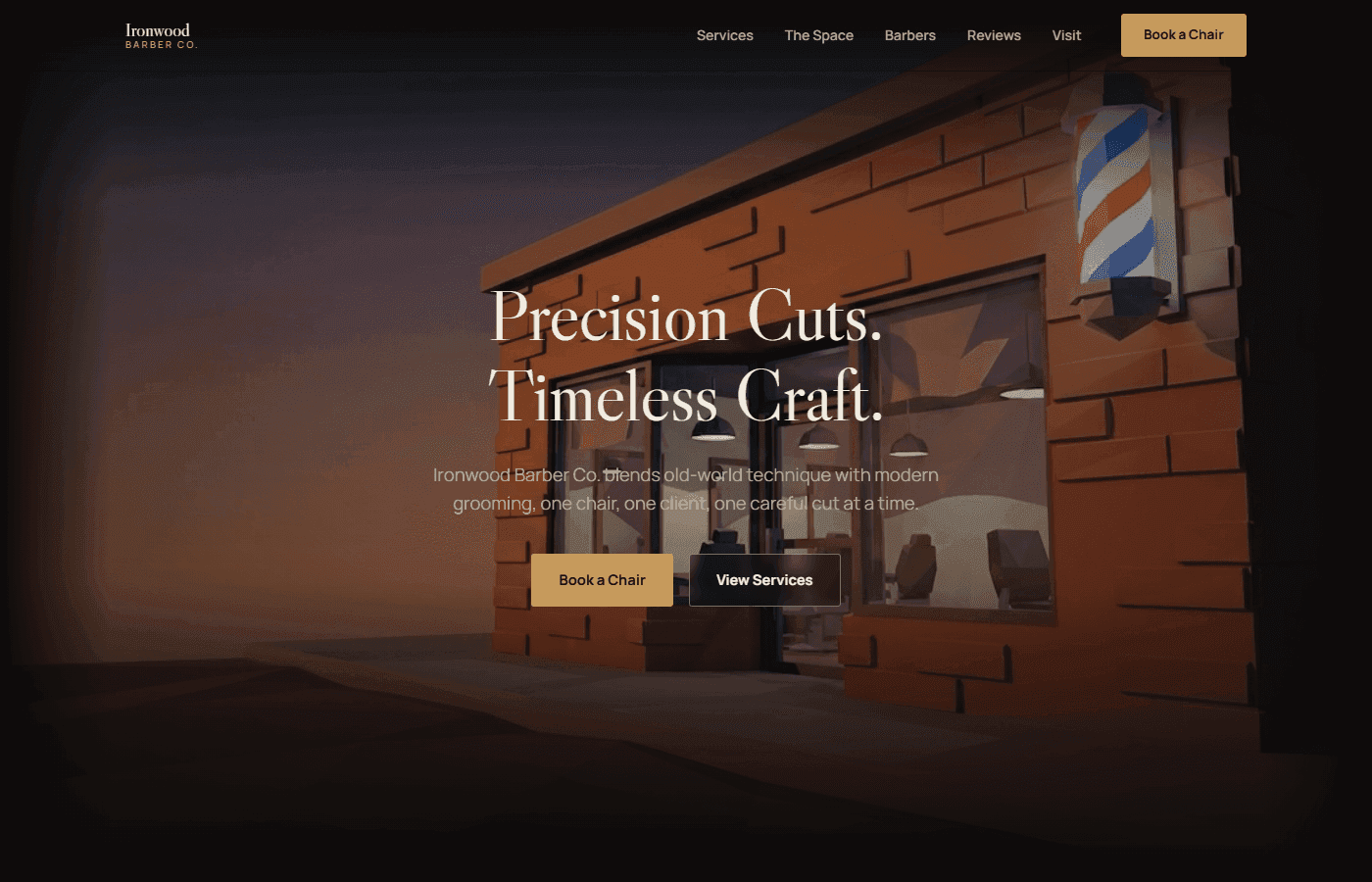 Ironwood Barber Co. homepage screenshot