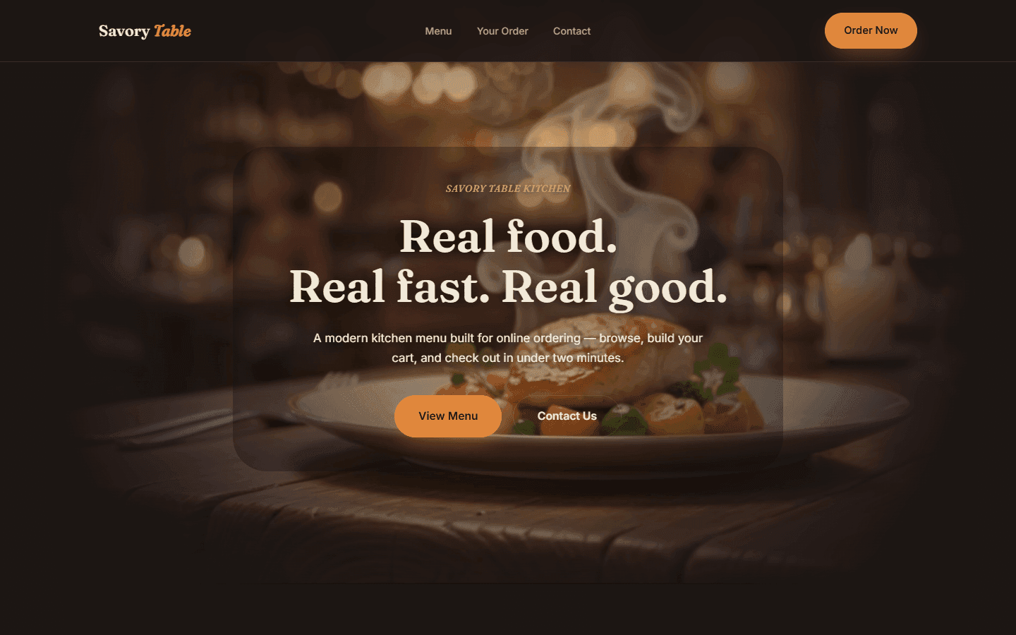 Savory Table homepage screenshot